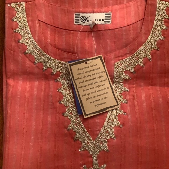 New Tops Tunic Style Peach Pink Color with Silver Thread work - Picture 4 of 5